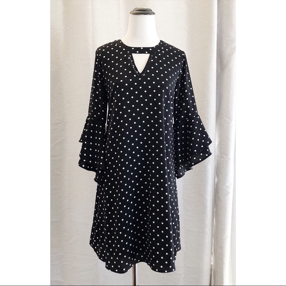 polka dot bell sleeve dress